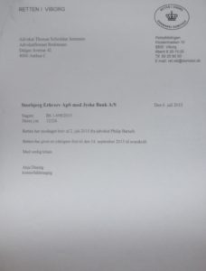 Listen med spørgsmål og link nederst redigeres dagligt. Senest tekst rettet 12-12-2017 l ER DER NOGLE AF JER SOM LÆSER MED I CARSTES DAGBOG og OPSLAG SOM IKKE FORSTÅR HVAD DENNE SAG MOD JYSKE BANK HANDLER OM ! Skriver vi det ikke klart og tydligt nok. ? Kan det misforstås. ? Så spørg bare hvis du ønsker en bedre forklaring. Er ik den bedste til dansk, og det ved Carsten jo godt, men derfor kan jyske bank da godt svare ham på det jyske bank spørges om. At der er en del skrive fejl, ved det godt. men spørg hvis du er det mindste i tivl om hvad der skrives. :-) Har vores advokat viderebragt alle sagens forhold, over for jyske bank, dem som vi har skrevet og fremlagt, er det klart og tydligt oplyst overfor jyske bank så de ved det. Det spøger en ven af familien om, han ønsker bare at være sikker på vores advokat tydligt overfor jyske bank, har fremsat alle påstande, som vi skriver dem. Så vi ved at jyske bank ikke kan misforstå, eller jyske bank har misforstået nogle af sagens mange fremlagte forhold. :-) Jyske banks Advokat Morten Ulrik Gade har NARTURLIGVIS fået kopi af link til www.banknyt.dk. som har links hertil, og med skriv på havkatten, troustpilot så vi har da oplyst det. :-) Nu skal vi bare have lavet det nye processkrift, med alle de til vores advokat oplyste forhold og så have dem bekræftelse i retten. :-) Sagen er godt nok udvidet, men handler stadig om svig, falsk og jyske banks troværdighed. Gentager lige. Falsk, svig, vildledning udnyttelse, omkring falsk lån, falsk rentebytte, falsk garanti. :-) Beklager vi bliver ved med at tale om bedrageri og mandatsvig, og de evige løgne i jyske bank mm. men kender bedste til straffe loven hvor sagens forhold er godt beskrevet :-) :-) Men så længe jyske bank bliver ved med at nægte dialog, og har afvist dialog med vores advokat. Har vi kun de tørre beviser, lige som der hvor jyske bank har taget af kassen, og løjet så om det, skjult og dækket over det. Altså mandatsvig straffeloven / svig aftaleloven Det samme som vi løbende har skrevet og fortalt til vores advokater, det er bare det jyske bank skal svare på. :-( Vil jyske bank ikke svare os. skal banken naturligvis bare bekræfte, alle bilag / forhold i retten. det er mange nemme ja / nej spørgsmål. Dette er ikke ændret 1 millimeter, siden vi opdagede vi var udsat for bedrageri. svig svindel eller hvad det hedder. Et er helt sikkert, det er ikke dårlig rådgivning at stjæle af kassen, og så lyve om det. :-) Sagen mod jyske blev blev forsøgt klaret ved møde i jyske bank herefter i 2013 indklaget Advokat Søren Nav jyske bank for anke nævnet Og derefter fortsatte ved retten 2015 Det er vel tydligt nok oplyst, at sagen fra 2015 er blevet voldsomt ændret februar 2016. Fra første hvad vi troede var dårlig rådgivning, til Svig Falsk Bedrag mm Dette sker fra februar 2016 og er forsøgt forklaret og skrevet så godt vi kan, lige som her på siden. :-) Det som er fremlagt overfor vores advokater om jyske bank, er kun blevet bedre dokumenteret og understøttet. :-) At jyske bank alene på 2 dage laver 3 forhold af mandatsvig. efter straffeloven (Fremlagt) Svig efter aftaleloven hvor jyske bank hæver over 100.000 kr. af betroet midler, For falsk garanti af 4.328.000 kr. For tinglyse falsk byrde på 4.328.000 kr For falsk gebyr til lånefor midling af 4.328.000 kr. Alt sammen til Nykredit :-) Uanset om vores advokat siger det ikke betyder noget, og siger dette kun er dårlig rådgivning, så fastholder vi at der er tale og grove overtrædelser af straffe loven, Men ved ikke hvordan man fremlægger dette, eftersom vi jo ikke er advokater. :-) Vi har skrevet dette og samen med de andre forhold, mener vi at have en ganske god sag mod jyske bank, og at sagens karakter er af offenlig intresse :-( En sag som jyskebank ikke vil tale med kunde om, men kun ønsker at svare på i retten. :-) Når vi har skrevet at vi mener vi er udsat for svindel bedrageri, så er dette noget vi stadig mener, og på intet tidspunkt har vi skrevet andet. Det er naturligvis noget vi har forsøg at få jyske bank til at svare på. men jyske bank nægter stadig dialog Jyske banks advokat og bestyrelsesmedlem har skrævet dette 1-12-2017 til vores advokat Vi er oplyste dette 5 december. og ser der er skrevet noget vi ikke har aftalt, hvilket vi beder få afkraftet og slettet, så der ikke kan ske nogle misforståelser omkring sagen, der er yderst avorlig for jyske banks troværdighed. At jyske bank ikke ønsker dialog, og stadig ikke ønsker dialog er jo sådan jyske bank er. :-( Derfor advaret vi gerne igen mod at stole på jyske bank. JYSKE BANK LYVER, DETTE VIL VI VISE / BEVISE I RETTEN. se bilag. Du som ikke ved hvad sagen handler om. og ikke vil læse så meget er velkommen til selv at hører Jyske bank svarer i retssagen. BS 99-698/2015 Viborg ret. Dette er en åben retssag, og alle er velkommen hør hvad jyske bank i retten vil svare på alle de JA / NEJ spørgsmål de får. nogle af dem kan du nok læse her. :-) Spørgsmål 6.A indsat V :-) ------------------- Sagen handler i bund og grund bare om jyske bank bedrager deres kunder, og hvor gode jyske bank er at lyve, og måske til SVIG foretninger. Hvor meget mon jyske bank vil forsøge at påvirke sagen ?. :-( Jyske bank CEO Anders Dam har nu 9-12-2017 forpasset muligheden til at sige det bare var en fejl. Tiden siden 25 maj 2016 er vist for længe at vente med at svarer. :-( Mens jyske bank, samt deres ledelse, bestyrelsen og jyske Banks mange advokater forpassede chancen, til at indrømme at der ikke fandtes noget lån på 4.328.000 kr. og derved med æren i behold, kunne undskylde at det var en fejl, viser blot at det ikke var nogle fejl og at jyske bank vel bare tror deres kunder er et tage selv bord. :-( At jyske bank heller ikke ville bevise, at vi har aftalt 2 x rentebytte af dette påstået lån i Nykredit på 4.328.000 kr. Det kan da ikke være så svært at bevise Fremlæg 2 optagelser, hvor vi aftaler at rente bytte et lån, på 4.328.000 kr. Eller fremlæg 2 underskrifter at dette er aftalt 2 gange. Og nej vi har heller ikke aftalt, at ændre noget i aftalen. :-) Vi tilbød jyske bank umulighed for rette eventuelle fejl. Hvis det da var fejl :-) Og efter en direkte provokation. Hvor vi sidst tilbød at betale jyske bank 250.000 kr. for bla. en kopi af lånet på optagelsen af 4.328.000 kr. i Nykredit. og at bevise at vi 2 gange har talt om / og 2 gange telefonisk har godkendt at ville bytte renter med dette lån. :-) Læs dagbogen på www.banknyt.dk Og tag dette som en advarslen imod at stole på jyske bank. JYSKE BANK LYVER. VI GENTAGER GERNE Jyske bank er en løgnagtig bank, dette udtaler kunder efter en efterforskning af jyske bank Efterforskning har klarlagt hvad jyske bank har lavet, og at jyske bank så har løget om det, for så derved at forsøge skjule det. :-) Dette vil blive fortalt i retten, og her står vi klippe fast, vi har kun fremlagt sandheden om jyske bank Mener jyske bank vi lyver eller der er fejl, så ring skriv og vi retter straks. både her og de mange steder det er skrævet. For vil da ikke beskylde jyske bank for at lyve og så bedrage os, hvis dette ikke stemte, men tager vi fejl, SÅ BEDES JYSKE BANK RINGE STRAKS SÅ VI KAN RETTE DENNE HER MISFORSTÅELSE. :-) :-) Eller bekrafte at det er sandt ved at nægte at svarer At jyske bank ikke anger en disse, viser vel kun at DU nemt kan blive det næste offer, for vi er næppe er enste. Vi har såmen bare opdaget det. :-( Hvordan jyske bank brugte løgn, og i flere tilfælde DIRÆKTE overtrådte flere regler og love, i denne her ret enkelte sag, om svig og bedrageri eller hvad det hedder, er hvad vi prøver at belyse. :-( Er Jyske bank en troværdig bank, eller er jyske bank en utroværdig og løgnagtig bank. Dette skal vi have belyst i retssagen, BS -698/2015 viborg ret. :-) Vi har sagt og mange gange oplyst VI Beder kun Jyske bank indrømme og undskylde alle påviste forhold, dem som vi har fremlagt og kraftig antydet er sande. Hvis jyske bank mener deres kunder lyver, og forfalsker datoer, bilag eller bare bruger falske bilag Så er Jyske Bank velkommen, Vi har og tilbyder stadig jyske banks CEO Anders Dam en offenlig debat på Jyske banks egen tv kanal på nettet. :-) Jyske bank kan besvare spørgsmål her, men siden maj 2016 har jyske bank nægtet at svare på noget som helst. Onsdag 13-12-2017 vil vores advokat telefonisk fortælle hvad jyske bank har svaret ham, på de mange forhold vi har fremlagt, Da Jyske bank åbenbart ikke har nedskrævet det. :-) At jyske bank ikke ønsker dialog og måske finde en løsning, kan ingen vi kender forstå, vi gør vores til at gører opmærksom på sagen, og råbe jyske bank op. :-) Vi afventer svar på fri proces, som vi selv har måtte ansøge, med de forhold vi har oplyst at sagen handler om. Vi fremlægger bilag, ansøgning om de forhold vi ansøger fro proces for. Vi har måtte omskrive den friproces ansøgning, vi først sendte, da vi i ansøgning kom til at bruge straffeloven, dette var forkert men igen vi er jo ikke advokater. Da sagen ikke længer handler om den enkelt ting, som Jyske bank blev sagsøgt for i 2015 men nu en række forhold, skulle jo indskrives. Som at jyske bank har taget af betroet midler, for noget der ikke findes OSV :-( På spørgsmål om dialog og indrømmelser Dette vil Jyske bank ikke være med til. Jyske bank vil overhovet ikke svare på noget som helst. SPØRG JYSKE BANK OM DE FREMLAGTE BILAG ER SANDE. OG SPØRG OM JYSKE BANK LYVER. :-) Nederst er lidt af det retssagen skal belyse omkring jyske bank. Om jyske banks hæderlighed ærlighed og narturligvis jyske banks troværdighed. :-( LYVER JYSKE BANK JA jyske bank lyver, OVERHOLDER JYSKE BANK ALLE REGLER NEJ jyske bank overholder ikke alle regler OVERHOLDER JYSKE BANK ALLE LOVE NEJ jyske bank overholder ikke alle love ER JYSKE BANK I OND TRO JA det mener vi. :-) Hvilket du vil få forklaret i retten, når der fremlægges beviser, som at jyske bank 06-05-2009 ved 100 % at der ikke kan findes noget lån på 4.328.000 kr. i Nykredit. At jyske bank 11-05-2009 aligevel afkræver størrer sikkerheder grundet dette her påstået lån på 4.328.000 kr. i Nykredit. At jyske bank 26-05-2009 hæver renter af dette påstået lån på 4.328.000 kr. fra / periode 01-01-2009 til 30-05-2009 Selv om jyske bank ikke kan være i tivl at der kun har været et tilbud på 4.328.000 kr. og At tilbudet fra 20. maj 2008 på 4.328.000 kr. udløb 20. nov 2008 viste Jyske bank alt om At jyske Bank igen 6. maj 2009 oplyses at tilbudet på 4.328.000 kr. Er bortfaldet kan næppe værer gået forbi deres næse, eftersom jyse bank fik denne oplysning først. :-( Er jyske bank en ærlig bank ELLER ER JYSKE BANK MÅSKE BEDRAGERISK, OG GØR ALT FOR AT VILDLEDE DE KUNDER BANKEN SNYDER, BEKLAGER MEN DET ER JO NOGET VI ØNSKER DIALOG OM. :-( JYSKE BANK KUNNE HAVE TALT SANDT ALLERÆDE FRA 25-05-2016 Hvor vi i ren provokation tilbød Anders Dam at Jyske bank kunne få 250.000 kr. For en låne kopi af et påstået optaget lån i Nykredit på 4.328.000 kr. Et lån som jyske bank bruger som et falsk lån Dette af jyske bank påstået lån må være optaget 16-04-2009 her tinglyser jyske bank nemlig en byrde på 4.328.000 kr. overfor Nykredit. :-) Men vil jyske bank også her påstå at det er noget kunden selv har fundet på, Lige som jyske bank Birgit Bush Thuesen påstår at det er kunden selv, som har fundet på at sælge en grund på 7.500 m2 og dermed ville nedbringe et lån i Nykredit. Lige som når jyske bank påstår, at det er kunden selv der har givet Nykredit oprykkende pant og flyttet Jyske bank tilbage i en pant rækkefølge. Der er bestemt noget at tale om, så hvorfor jyske bank nægter at tale om det, og forsøger ved jura at snyde og bedrage deres kunder må stå i det uvisse. :-) :-) Nykredit kan nægte og blive ved med at nægte at underskrive, det gør intet. Nykredit vil blive afhørt i sagen Eks kan man i Nykredit optaget / hjemtage et lån på 4.328.000 kr. Efter tilbud er forældet Efter tilbud er bortfaldet Uden Nykredit tager betaling herfor. Uden der findes en underskrævet udbetalings anmodning Uden der findes en underskrævet hjemtagelses anmodning Uden der findes en underskrevet aftale mellem Nykredit og kunde, om dette her lån overhovet ønskes. Osv Hvornår har jyske banks kunde overhoved et behov for at skulle bruge penge, om måske ville låne dem, det er det vi skal tale om. :-) Så Anders Dam du skal bare lige futte ned i dit hemmelige arkiv, og og finde de manglende dokumenter, dem vi bad dig skaffe 25-05-2016 Altså dem som du Anders og din Bank Jyske Bank har forsøgt at lyve som ægte. Har du dem, og vil du vise dem, kan vi narturligvis ændre på teksten. Men Anders Dam hvis du og din bank har løjet, og taget af kassen, for bedre at kunne lyve, så er sagen jo en anden, og vi skal ikke ændre noget i teksen. :-) VI GIDER HELST IKKE AT BRUGE SÅ MEGET TID PÅ JYSKE BANKS SANDT ELLER FALSK Men det er klart at hvis jyske bank nægter alt, og nægter dialog, Så er en offenlig retssag enste mulighed for kunden til at få oprejsning. VI HAR UDSTRÆKT HÅNDEN TIL JYSKE BANK. DET HANDLER MEST KUN OM INDRØMMELSER OG UNDSKYLDNING JYSKE BANK VÆLGER SELV HVORDAN BANKEN I OFFENLIGHEDEN VIL FREMSTÅ, OG ACEPTERE NARTURLIG VIS DETTE. :-) Anders Dam vis os nu. Kopi fra Nykredit bevis at vi har optaget dette lån 4.328.000 kr. må jo være optaget i Nykredit 16-04-2009, det er her Jyske Bank tinglyser en byrde på samme beløb. Og Anders :-) nu du alligevel er i dit hjemlige arkiv Så find lige den garanti overfor Nykredit, på de 4.328.000 kr. (det arkiv som du nægte dine kunder aktindsigt i.) Og kik lige på listen her forneden, som jyske bank via banknyt.dk nemt kan følge, efter din Advokat Morten Ulrik Gade maj 2017 fik tilsendt en link. :-( Når du som leder af jyskebank ikke vil tale om dette her, så råber vi op. :-( ANDERS DAM 31-05-2016 VALGTE AT LADE ADVOKATERNE LUND ELMER SANDAGER FORSÆTTE MED AT LYVE LÅN PÅ 4.328.000 kr. SOM OPTAGET I NYKREDIT at philip Baruch lyver på en måde, så han bagefter kan sige, han misforstod spørgsmålet og svarede forkert, er jo kun fordi han er yderst snedig anligt. DETTE SOM STADIG SOM AT FORTSAT LYVE I RETSSAG, ALENE FOR AT VILLE SKUFFE I RETSFORHOLD. ------------------- :-( Vi ville i sagen mod jyske bank have Nykredit til underskriver et dokument. Hvor Nykredit bekræfter at der ikke er blevet optaget noget lån på 4.328.000 kr. I Nykredit 4.328.000 kr. Som blev os tilbudt 20. maj 2008. Gældende til 20. nov 2008 :-( På trods af møde referat fra mødet i Nykredit, 18-10-2016 Hvor det tydligt står, at der ikke er optaget noget lån i Nykredit på 4.328.000 kr. Og telige med de mange beviser på, at der ikke findes noget optaget lån i Nykredit på 4.328.000 kr ændre ikke at jyske bank lyver og at nykredit dækker over at der ikke findes, eller har eksisteret et lån i Nykredit på 4.328.000 kr. :-( Bare fordi Nykredit ikke vil underskrive at der ikke er optaget noget lån på 4.328.000 kr. i Nykredit Og deres advokat Mette Egholm Nielsen siger Nykredit ikke vil levere skyts imod jyske bank, ænder ikke det store. Mette Egholm Nielsen vil narturligvis vis blive indkaldt, og i retten skulle svare JA NEJ Som har vi optaget / hjemtager lån i Nykredit på 4.328.000 kr. JA ELLER NE HVIS Advokat Mette Egholm Nielsen svare JA kommer de næste spørgsmål, hvem bestemmer om et lån skal skal hjemtages hvornår, hvordan, hvilken dokumenter har kunden underskrævet, hvilken obglationer er der solgt, hvor er lånet udbetalt. osv. samt en masse kryds spørgsmål. :-( Selv om Advokat Mette Egholm Nielsen fortsat at underskrive, ændre det ikke noget, men viser bare at nykredit er mere med, og har jo også udnyttet sagen, til en uberettet indtægt. Nykredit svare de ikke vil leverer skyts i mod jyske bank. for de er jo nok stadig bedste venner med jyske bank :-) :-) Se bilag på at tilbud er bortfaldet og derfor ikke kan eksistere. https://facebook.com/stovry.php?story_fbid=10214873510170621&id=1213101334&ref=bookmarks :-) :-) BILLEDER I NY TIDSLINIE SAGEN MOD JYSKE BANK FOR BEDRAGERI SVIG https://facebook.com/story.php?story_fbid=1493715853997211&id=1045397795495688 :-) :-) Normale og ærlige mennesker ville ikke nægte at hjælpe andre i en såd an sag, men anderledes er det med Nykredit, og nok også jyske bank. :-) Nykredit kan følge sagen her. Om underskrift. https://facebook.com/Nykredit-dækker-over-SVIG-i-Jyske-Bank-Advokat-Mette-Egholm-Nielsen-svare-351558681922937/ :-( :-) :-) Vores advokat Skrev 04-10-2017 At han anbefale, at vi opgiver sagen imod jyske bank. Og skriver om højsteretsdomme, om sager omhandlende rente bytte, Men skriver igen intet om det vores sag handler om. ( de mange spørgsmål som er nederst ) :-) :-) !. Vi blev meget forvirret ovver at vores advokat kun taler om dårlig rådgivning, omkring en rente bytte med jyske bank, En rentebytte, som jyske bank har lavet ved egen hånd. ! Uden påforhånd at sikker sig en mundtlig eller skriftligt aftale ved kunde. Vores Advokat er blevet oplyst februar 2016 At den anlagte sag mod jyske bank er ændret. FRA DÅRLIG RÅDGIVNING TIL SVIG / BEDRAGERI Altså FALSK SVIG VILDNING FORFALSKNING UDNYTTELSE Hvis det skal skrives pænt At vi ikke har et lån 4.328.000 kr. at betale på, eller bytte renter med til nogle. At vi ikke har aftalt og godkendt den rente bytte fra 16-07-2008 som jyske bank opråber sig i retsforhold at være den der er godkendt 15-07-2008. :-) Vi har fremsende alt materiale, og beviser til vores advokat, siden februar 2016 og løbende herefter. :-) Da vi kan intet sted i det vi har fået af vores advokat, hverken se eller læse at jyske bank fra vores advokat, er blevet oplyst, om noget af de mange forhold der er kommet til i sagen. Forhold som vi har fremlagt til vores advokat mange gange er oplyst, :-) Hvis jyske bank ikke af vores advokat er blevet DIRÆKTE oplyst om hvad sagen handler om, tager jyske bank bank jo heller ikke stilling til sagen som vi her skriver hvad handler om. Da denne side her, og de andre sider som banknyt ikke er den rigtige kanal. En ven som er advokat siger vi skal bede vores advokat i sagen besvare, og BEKRAFTE om jyskebank af vores advokat Er jyske bank blevet oplyst om sagens forhold De forhold som vi har fremlagt siden februar 2016, og løbende herefter. :-) Derfor tillader vi os derfor 8-12-2017 at spørger vores advokat direkte. Om vores advokat har oplyst jyske bank om det, vi har sagt sagen handler siden februar 2016 :-) Og BEKRAFTE af jyske bank af de officielle kanaler (gennem vores advokat) er blevet oplyst om hvad sagen herfra handler om SOM At sagen har ændret sig fra det vi først troede bare var jyske Banks normale dårlige rådgivning Til mandatsvig, bedrageri, forfalskning, dokumentfalsk, vildledning mv Omskrives til civilretlig sag. :-) Det enste vi kan se der skrives om er hvad jyske bank først er blevet stævnet for 2015 inden inden 1 år efter klagen i ankenævnet 2013 blev afsluttet. Og til dette er der sagt, efter møde hos advokaten 15-08-2016 der skal skrives et nyt processkift, med de forhold som vi har oplyst. At vores advokat i sagen skulle bruge sagens beviser mod jyske bank kan næppe mistolkes. anmeldelse af jyske bank for bedrageri, er jo rimlig klar, og skal være cevilretligt skrevet. En anmeldelse som stiller store spørgsmåls tegn, ved jyske Banks Hæderlighed, Ærlighed og Troværdighed. Sagen viser tydelige tegn på bedrageri. men jyske bank er jo iskolde over for deres kunder, og med deres mange advokater som er ansatte for at deres snyderi ikke må opdages og som derfor jo nærmest pisser på os, det er kun klamt. :-) Materialet er gennemgået ved møde ved min advokat. 2016 og grundig forklaret, og dengang forstået. Desværre mene vores advokat tydeligvis ikke, at det nu har nogle betydning for sagen, mod jyske bank, da intet er blevet nævnt eller omtalt, vi holder dog fast, alle forhold er vigtige, og de er mere vigtige end den falske rente bytte, til det lige så falske lån i nykredit på 4.328.000 kr. :-( Sagen er heller ikke blevet nævn i nogle breve, hele tiden taler han om sagen fra 2015 som er ændret efter febuar. 201 6 og sådan er sagen. :-) Vi Beder Jyske bank indrømme og sige undskyld, og mene det, det betyder ret meget. Men Jyske bank vil intet indrømme, og vil åbenbart skide deres kunder et stykke, ellers er der ikke en logisk forklaring, på at jyske bank LYVER og forsøger at dække over der, som ved at nægte kunder agtindsigt. :-) Vores advokat mener kun det handler om dårlig rådgivning, og sagen faktisk er tabt på forhånd, og anbefaler derfor vi skal opgive, det er noteret, vi har også sagt vi ikke er enige i at jyske bank gerne må stjæle af kassen lyve og bedrage, som vi har sagt og skrævet sagen skal fortsætte. altså efter det nye processkrift som skal inde holde alle forhold, der her er nævnt, :-) Kan måske godt fjerne det at Casper Dam Olsen fortalte om Carstens gamle revisors øknomiske forhold, dette hører ikke til i sagen, men viser bare at jyske bank er ligeglad med at deres ansatte bryder deres tavshedspligt, men det er god skik, og den skriver Philip Baruch jo at Jyske bank ikke behøver at overholde. :-( VI mener ikke jyske bank gerne må tage af kassen, hvis banken har lyst dette. Carsten sendte et link hertil siden både til advokat og andre steder for at ingen kan være i tivl om hvad sagen for den lille familie handler om. :-) På den måde kunne det måske ændre vores advokats opfattelse af sagen, som han ser den. Vores opfattelse af sagen, er tydeligvis en helt anden end vores advokat, men lad nu en dommer tage stilling til sagens bilag og som den er fremlagt og beskrævet. DET HANDLE OM AT HAVE RET. og LYVER JYSKE BANK har JYSKE BANK TAGET AF KASSEN laver JYSKE BANK SVIG bruger JYSKE BANK FALSK De nævnte forhold nederst, har alle betydning. Nogle de mange forhold, er her indsat som spørsmål nederst , og vi mener de alle har relevans til den anlagte sag, som vi mener er bedrageri. :-) Svig for milioner mod kunde i jyske bank. https://facebook.com/JyskeBank.dk/?ref=bookmarks :-) Vores bog og historie om at være 9 år i helvede, med den grønne slagter. Ud af planlagte 20 år. Men nok snarer at skulle skulle være det resten af livet. :-) Grundet jyske bank og en kæmpe løgn. OG nej det er ikke en beskyldning. Vi føler bare at JYSKE BANK LYVER en smule her, måske ligefrem planlagt. :-) Men det taler vi jo mere om i retten, for vi vil have alle vores spørgsmål besvaret, Det er åbenbart det eneste sted jyske bank vil besvare spørgsmål. :-) http://ekstrabladet.dk/kup/dinepenge/andelsboligforeninger-har-faaet-nok-stopper-betalinger-til-gebyrgribbene/6029918 Det er vores almindelige princip, at når en sag verserer for domstolene, udtaler vi os ikke, siger Peter Stig Hansen, juridisk direktør i Jyske Bank (dette er en MASTER som rettes med røbende link på bilag til alle spørgsmål, frem til vi har første retsmøde) :-) Kan denne historie mon betale for sådanne en bil de næste 20 år med alt betalt :-). Det ville være dejligt ny bil hvert andet år, Historien bør blive til en gyser film, selv om der kom mordtrusler fra en der købte flere ph lamper fra Carstens konto mens han var syg, var jyske bank er dog den mindst søde i historien og hjulpet kreditforeningen Nykredit I historien du gerne skulle se som film. Historien skrives men ikke af Carsten, og den handler om mere end at blive bedraget af den danske bank jyske bank :-) Men som da vi intet havde efter jyske bank tog alt fra os, der var intet lys at se forude, Så nu har vi bare en god historie at fortælle. :-) Lidt mere fra oplevelsen er her https://www.facebook.com/carsten.storbjergskaarup/posts/10212893634034955 En fyldte tanken med olie, TAK En betalte til maden, TAK En betalte medicin, mange hjalp TAK :-) Undtagen jyske bank, de ønskede kun at tage alt og jyske bank tager stadig af kassen til renter af lån som ikke findes. ER DET BEDRAGERI SVIG SVINDEL, vi ønsker bare svar. derfor spørger vi igen og igen. lige til jyske bank svare. :-) Mens jyske bank tog hvad de kunne tage, gemte vi dette minde, Carsten's hjerne :-) den huske hele historien. :-) :-) Kom med i retten og hør Når den tyvagtige og bedrageriske JYSKE BANK skal bekræfte bilag. Hvor jyske bank har taget af kassen, altså lavet mandat svig, løjet og forsøgt at skjule det. Kom med og hør jyske bank enten benægte de dokumenter som fremlægges. Eller hør jyske bank bekræfte, ja nej spørgsmål som at banken har løjet og taget af kassen. ----- :-) :-) Bliver du Snydt af jyske bank så fortæl om det, Og har du brug for hjælp i din sag så ring 40333400. Carsten hjælper dig Gratis :-) Carsten ved om nogle hvordan jyske bank arbejder, og lyver for at tjene penge. :-) :-) Svar udbedes her eller i retten. :-) :-) Vi afventer 5-10-207 svar fra vores advokat om han mener vi har optaget et lån i Nykredit, efter tilbudet 20 maj 2008 på 4.328.000 kr. Og har aftalt om han mener vi har aftalt at bytte renter med jyske bank, på dette lån. Jævnfør den af jyske Banks fremlagte rente bytte lavet 16-07-2008 Som skulle erstatte den der er aftalt 15-07-2008 :-) Vi afventer også at få bekræftet fra advokaten, at jyske bank er blevet meddelt om alle sagens forhold, som jo ikke står i processkriftet fra 2015, Da kun jyske bank selv dengang kendte til forholdende. :-) :-) Mens vi venter så læs med. Lidt af de spørgsmål jyske bank ignorere og ikke vil svare på, :-) Men hvad jyske bank vil jo overhoved ikke tale med Carsten Storbjerg, det har bestyrelsen ved Philip Baruch skrevet 31/5-2016 Og på havkatten skriver de, sagen må gå sin gang, og det handler om jura Lige som jyske bank selv skriver at jyske bank overholder alle regler og love DET ER LIGE NETOP DET SOM SAGEN OGSÅ HANDLER OM. :-) Hej jyske bank, i er tilbudt dialog men jyske bank ønsker det ikke, vi er også ved at være ret ligeglade, det er kun min far som vil tale, og vi vil ikke være til grin over for en åbenbart stor løjer bank. :-) DERFOR SKAL JYSKE BANK I RETTEN BEKRAFTE ALLE BILAG SOM FREMLÆGGES. :-) Jyske bank kan NARTURLIGVIS benægte at banken har hævet af betroet midler fra en konto kun jyskebank kunne hæve fra. Men så er det jo ansatte i jyske bank der lyver og stjæler ?. Over 1 år og 7 måneder gik der, fra ledelsen i jyske bank af Carsten den 25 maj 2016 blev oplyst om det falske lån på 4.328.000 kr. uden at jyske bank en enste gang har, ville eller turde svare på, om det lån i Nykredit på 4.328.000 kr. er falsk eller sandt, og i øvrigt intet vil svare på. :-) jyske bank behøver slet ikke svare, på noget som helst, er snar ved at være ret ligeglad, Men tænk da på bankernes omdømme, og ATP PFA mm som støtter jyske Banks handlinger ved aktie køb, og deres partner som REALMÆGLERNE GF FORSIKRING MM ;-( Banken får alligevel alle ja nej spørgsmål i retten. Så vi tager den der fra. Dyrt for Carsten med retten, men det er jo Jyske Banks måde at forsøge at stoppe disse dumme spørgsmål fra kunde der føler sig bedraget, snyd, franarret, røvet, bestjålet. :-) :-) Det er ingen beskyldning, men er bilag ægte Så er lignede sager ikke set før i et dansk retslokale. Sagen understreger kun at ingen kunder fremover kan stole på jyske bank. :-( At en stor dansk bank som jyske bank, kan lave så meget lort, og ikke have styr på noget som helst, for så at lyve og forsøge at skjule det, selv om jyske bank er velvidende om alle forhold Vælger jyske bank og Lund Elmer Sandager Advokater også i retsforholdet at lyve. svig falsk udnyttelse og NARTURLIGVIS vildledning er hvad jyske bank skal forsvare sig mod i retten. men om vi føler os bedraget. Ja da :-) :-) I retten må vi så bare ønske en god forestilling. Og se det sande jyske bank arbejde med jura af bølgepap og stjerne advokater, med speciale i bestyrelses ansvar. Opdater 23-09-2017 Jyske bank har på ingen måde vist ønske om dialog, Min advokat er ikke blevet kontaktet siden 2-11-2016 med en skjult dagsorden en ny rente sikring, af et andet lån som vi har optaget. :-) Gud fader i skuret, afviste på stedet at spilde tiden, så heller en dom da. jyske bank må gerne komme til mig, hvis de har noget de vil undskylde, de skal jo ikke spilde min advokats tid, han skal snart lave nyt proces skrift med de forhold som er fremlagt fra februar 2016 :-) Processkriftet skal laves, så sagen kan rykke videre i straffe retten efter. Regner ikke det af jyske Banks bestyrelses forliges tilbud, for andet end et nyt forsøg på at snyde os med en ny rentebytte Swap, vi kan jo ikke stole på jyske bank :-) Seneste henvendelse fra jyskebank 02-11-2016 var tilbudet om at lave en rente sikring på et andet lån som jeg har fået tilbudt 06-05-2009 og så valgte 19-05-2009 / og hjemtager / optager 3/7-2009 Dette var en direkte fornærmelse mod min familie og mig, jyske bank viser deres magt og igen 30-11-2017 skriver jyske bank de vil ikke have en løsning. Nå nej ville jo heller ikke have deres rente rente bytte på nogle lån. :-) Haloo jyske bank, og Philip Baurch jeg er altså blevet rask, så stop nu jeres latterlige forsøg på at snyde mig, og min familie som godt ved at jyske bank svindler, eller hvad det kaldes. :-) Kære jyske bank er taget i groft svig og løgne så tro ikke jeg eller vi er helt dumme, og uden advokater fandt jeg ud af jyske Banks sande fundament. :-) Hvis bare det en masse fejl så bør jyske bank komme til Carsten, selv om det virker ret bevist, efter CEO Anders Dam blev oplyst om det 25 maj 2016 Og at Anders Dam undlod at svare sandt, men frabad sig henvendelser, via hans bestyrelsesmedlem Ring 40 33 34 00 tal med Carsten istedet for at lave mere lort for jyskebanks troværdighed. Undskyld sproget men er lidt sur :-) -- Der er flere skrive og stave fejl, rettes m Spørgsmål er næppe nye. Desværre vil Jyske bank ikke besvare nogle af dem. :-) :-) - 0. Sagens start, og hvorfor sagen faktisk startede, det handlede først om dårlig rådgivning. Rentesikring (eller rente swap) (eller rentebytte) til et underlægende lån i Nykredit. Dette lån er af jyske bank i retsforhold løjet som optaget og ægte. Dette er ikke et spørgsmål men en konstatering, Swappen W015785999 på 4.328.000 kr. som er lavet 16/7 2008 hvor Jyske Bank siger den er lavet 15/7 2008, at vi har godkendt denne. for at rentesikker et underlægende lån, også på 4.328.000 kr. som Jyske Bank har fortalt 3 personer, der har bistået i sagen, og i øvrigt er alle advokater, for at overbevise dem at Jyske Bank talte sandt, har jyske bank og deres advokater måtte lyve i retsforholdet Grundet løgn på løgn, som jyske bank oplyste, mente vores advokat ikke var noget at gøre, og derfor opfordrede Advokat Søren Nav på dette grundlag at Carsten opgav kampen og derved betalte jyske bank, og i øvrigt opgav. Carsten siger i dag at rente bytte, Swappen W015785999 ikke er aftalt, og det underlægende lån er FALSK, eller, siger bare det findes ikke i nykredit. https://www.facebook.com/pg/JyskeBank.dk/photos/?tab=album&album_id=1313767645325367 :-) :-) ----- 1. Hvordan kan jyske bank lave 2 byggekreditter, til 2 forskellige virksomheder, (2 cvr nummer). Både samtidige og overlappende Altså på samme kontonummer. ?. Er det ikke det samme som at sætte den samme nummerplade på 2 forskellige biler Samtidigt :-) ? Hvordan ved man hvilket cvr. Som betaler når der er 2 virksomheder på ? https://www.facebook.com/pg/JyskeBank.dk/photos/?tab=album&album_id=1314913848544080 :-) :-) ----- 2. Hvordan kan et swap bilag, blive væk. ? Altså den swap aftale, som kun er indgået, under forudsætning hvis man hjemtager det underlægende lånetilbud ? Det er her vist bare 2 bilag, som er blevet væk, for jyske bank. :-) En aftale og at aftalen lukkes. Og måske er andre bilag også blevet væk, hvis de findes :-) https://www.facebook.com/pg/JyskeBank.dk/photos/?tab=album&album_id=1315070638528401 :-) :-) -- 3. Selve forudsætningen for swap aftalen. Var både forkert og mangelfuld, og havde kun et formål. At jyske bank, måske bevist har fortiet og tilbageholdt flere oplysninger, over for deres kunde, forud for en swap aftale, har du vores ord på. Jyske bank syntes tilsyneladende ikke at huske, hvad banken oplyste i deres swap anbefalinger, Og derefter benægter at have tilbage holdt oplysninger, for deres kunde. Desværre har vi ikke optagelser af disse samtaler. Vi kommer ind på hvad jyske bank faktisk oplyste og svarede. Vi viste på daværende tidspunkt desværre ikke, at jyske bank efterfølgende ville benægte. Og at det derfor var nødvendigt at optage samtaler i jyske bank. Efterfølgende har vi dog fundet flere beviser, på at jyske bank har løjet for os i gennem de sidste 9 år. Vi kan og vil bevise, dokumentere løgne fra jyske bank. :-) :-) -- 4. Hvordan kan et swap bilag, blive væk. ? Altså en swap aftale der bliver lukket. og derefter at forsvinde, for jyske bank ? Det er vist her bare de 2 bilag der er blevet væk, for jyske bank. :-) (Det ene bilag finder jyske bank dog igen 7 år efter) :-) https://www.facebook.com/pg/JyskeBank.dk/photos/?tab=album&album_id=1315070638528401 :-) :-) -- 5. Hvorfor er de 2 bilag, ikke medtaget på årsopgørelsen, for det år hvor aftalen laves og lukkes. Der findes på årsopgørelsen kun den swap jyske bank egenhændigt har lavet. Det ene af de forsvundne bilag, er heldigvis efterfølgende dukket op igen, i en mail fremsendt fra et bestyrelsesmedlem. Men det er ikke på års opgørelsen ? :-) Hvordan kan 2 juridiske gældende dokumenter forsvinde fra Jyske Bank, må man fjerne disse. ? https://www.facebook.com/pg/JyskeBank.dk/photos/?tab=album&album_id=1316246245077507 :-) :-) — 6. Hvordan kan jyske bank, egenhændigt lave en ny rentebytte / swap aftale, uden at tale med deres kunde først ?. :-) Og derefter at indsætte deres nye rentebytte / swap bilag, i stedet for det swap bilag der i første omgang forsvandt :-). Fra jyske bank. Heldigvis dukkede det forsvundet bilag op igen, i et fremsendt svar fra jyske bank sep. 2015 Da en af jyske banks bestyrelsesmedlemmer og advokat, var så venlig og sender en kopi til retten i Viborg, i den anlagte sag mod jyske bank. :-) Og at jyske bank derefter februar 2015 på spørgsmål, oplyser at de kun har ombyttet de 2 bilag. Her er tale om et bilag / en swap aftale, som kunden ikke har anmodet jyske bank om at lave, eller indsætte til et lånetilbud. Findes der en mundtlig eller en skriftlig godkendelse af den aftale / bilag om det :-) Vi efterlyser bevis. :-) :-) — 6.A. Må man ændre i en indgået aftale. (Glem lige at jyske bank i svaret tilbageholder oplysninger om at aftalen er lukket) Jyske bank Philip Baurch skrive i retsforhold, efter 10-09-2015 hvor jyske bank er blivet opdaget. i at fuske med dokumenterne. At jyske bank 16-07-2008 kun har rettet i indgået aftale fra 15-07-2008 Altså jyske bank skriver at banken har rettet i et juridisk dokument, uden om kunden, og ikke fået en godkendelse. At jyske Banks advokat Lund Elmer Sandager oplyser i er retsforhold at jyske bank retter i en aftale, der er blevet lukket, bekymrer ikke advokaterne. Men når Lund Elmer Sandager i et retsforhold bruger falske oplysninger om lån der ikke findes, bliver man ikke overrasket. :-) :-) — 7. Hvordan kan jyske bank lade en ikke eksisterende gæld tinglyse. Altså lade et lånetilbud tinglyse som det var hjemtaget når lånet ikke er hjemtaget, eller overhoved findes hjemtaget og udbetalt :-) En kopi af hjemtagelsesanmodning med min underskrift og kopi af udbetalingen, er blevet efterlyst. :-) :-) — 8. Hvilket bilag er brugt over for tinglysningsretten, for at kunne tinglyse gælden til lån 4.328.000 kr. i Nykredit, som aldrig er blevet hjemtaget. 8.A Har jyske bank selv rykket tilbage i pantrækkefølge og givet Nulredit oprykkende pant på 4.328.000 kr. 16-04-2009. 8.B Har jyske bank jyske bank selv tinglyst pantet på 4.328.000 kr. til Nykredit 16-04-2009. :-) :-) — 9. Hvordan kan jyske bank hæve af betroede midler, til tinglysning af et lån i Nykredit, som ikke findes. først efter selv at blive stævnet indrømmer Nykredit, at de intet kender til lånet.? Lånet som jyske bank nægter at bevise hjemtaget og udbetalt. https://facebook.com/pg/JyskeBank.dk/photos/?tab=album&album_id=1317733184928813&ref=page_internal :-) :-) -- 10. Hvordan kan jyske bank hæve af betroede midler, for lånesagsomkostninger til Nykredit Som Nykredit efter selv at være stævnet, indrømmer at de intet kender til. Lånet som jyske bank hæver lånesags omkostninger for at formidle. Og som jyske bank nægter at bevise findes, som hjemtaget og udbetalt. https://www.facebook.com/pg/JyskeBank.dk/photos/?tab=album&album_id=1317095824992549 Udnyttelse: https://www.facebook.com/JyskeBank.dk/photos/a.1046330268735774.1073741836.1045397795495688/1233278270040972/?type=3&theater :-) :-) — 11. Hvordan kan jysk bank hæve af betroet midler, til gebyr for at lave sikkerhed over for Nykredit på et lån der ikke findes.? :-) :-) — 12. Hvordan kan jyske bank kræve en grund tvangssolgt, når banken ved de ikke selv har første ret til provenuet. Min ejendomsret er blevet krænket. :-) :-) — 13. Hvordan kan jyske bank forsvare at banken kræver et påstået underliggende lån til en swap (der der ikke er godkendt) afdrage ekstraordinært, og samtidig selv hæve renter af provenuet frem til 2028. er det ikke bedrageri. ? :-) :-) — 14. Hvordan kan jyske bank nægte at have krævet et tvangssalg, når banken udmærket ved, at det alene var et krav fra jyske bank. :-) :-) — 15. Hvordan kan jyske bank forklare at deres advokat og bestyrelse efter nok 20 breve, alle med samme meget klare og tydelige spørgsmål, vælger at svare direkte forkert på spørgsmål, om et lån var hjemtaget og blevet udbetalt mm.? Altså forsøger at vildlede. :-) :-) — I 16. Hvorfor lyver jyske bank, over for sin kunde, skriver direkte usandt i mail om at et lån findes, selv om banken ved det er usandt. :-) :-) — 17. Hvorfor lyver jyske bank, når de skriver i mail at jeg har lavet lånet om, igen når banken ved det aldrig har været hjemtaget, så kan det heller ikke omlægges. ? :-) :-) — 18. Hvorfor vil jyske bank ikke svare deres kunder, som stiller spørgsmål, om et lån kunden ved ikke har hjemtaget. Det er vel banken, jyske bank som skal bevise, at kunden har hjemtaget, et lån i Nykredit. Selv om Nykredit bekræfter at de intet kender til det påstået lån ? :-) :-) — 19. Hvorfor nægter jyske bank at modtage provenuet, efter jyske Banks tvangs salg af grunden :-) :-) — 20. Hvorfor nægter jyske bank at lave deponeringskonto. Kort sagt hvorfor nægter jyske bank, alt til at jyske bank skulle være involveret i kravet, om tvangssalget, Når jyske bank ikke kan være i tvivl om hvad banken laver. 3 år skulle der gå, før :-) :-) — 21. Hvorfor godkender jyske bank et byggebudget, som jyske bank ved ikke stemmer, Jyske banks mand siger flere gange, om jeg har husket alt, (der er glemt provisioner renter mm) Skulle banken ikke kunne se det ? Jyske Bank siger så sender i budgettet til godkendelse i Nykredit, og i dag ved jeg det er alene jyske bank det :-) :-) — 22. Hvorfor ville jyske Bank ikke hjælpe, at finde ud af hvem som indsatte kr. 1.000.000 kr ( 1 million.) på min konto, selv om jyske bank godt viste svaret. Det kunne være en fejl eller hvidvaskning. ? :-) :-) — 23. Hvorfor oplyser jyske bank at man skal skynde sig at få og hjemtage et lån, da man ellers nok ikke kan låne hele beløbet. ? Jyske bank har selv godkendt budgettet og lånet over for Nykredit, som efterfølgende ikke vil godkende lånebeløbet og kræver det nedbragt med 800.000 kr. Kan også hænge sammen med at der er en Swap som ikke skulle betyde noget, bidraget stiger således fra 0,8 % til 3 % Dette har Nykredit bekræftet telefonisk er grundet swappen, men afviser efterfølgende på mail at skulle have bekræftet dette. (Klog af skade, så det findes en optagelse der bekræfter.) Men lån og rente bytte er fri fantasi En Swap jyske bank ikke oplyser Nykredit noget om, som at jyske bank ønsker denne Swap med på et lån. (Nu er denne Swap dog kun lavet og indsat af jyske bank, uden anmodning eller godkendelse.) :-) :-) - 24. Er det rigtigt at jyske bank efter at først have godkendt et bygge projekt med lån på 4.300.000 kr. overfor nykredit, under betingelser som er overholdt. Derefter ved færdiggørelsen, får oplyst at der kun kan lånes 3.500.000 kr. Og det af jyske Bank, hjemtaget lån i Nykredit nu skal nedbringes med 800.000 kr. Grundet Nykredit efter at have set ejendommen og opdaget der er en Swap registeret ikke vil godkende det lån som jyske bank godkendte. ? :-) :-) - 25. Er det rigtigt at jyske bank, nu har bragt deres kunde ud i at måtte låne de penge i jyske bank som lånet skulle nedbringes med Og til en rente på 9,25 % :-) :-) - 26. Er det rigtigt at jyske bank efterfølgende krævede salgsfuldmagt til at kunne sælge den nybyggede ejendom. ? :-) :-) - 27. Er det rigtigt at jyske bank efterfølgende krævede salgsfuldmagt til at kunne sælgelåntagers private ejendom. ? :-) :-) - 28. Er det rigtigt at jyske bank spærrede deres kundes kontoer for at afkræve underskrifter på disse salgs fuldmagter, Samt for at få deres kunde, til at indgå afdrags aftaler med banken, som kunden meget nemt kunne risikere ikke at kunne overholde. Aftaler som udspringer sig af swappen og det underlægende lån :-) :-) :-) - 29. Er det rigtigt at jyske bank spændte deres kunde så hårdt. Har jyske bank spekuleret i at kunden ikke måtte have mulighed for at indbringe sagen for retten, hvorfor det har været jyske Banks ønske at stække kunden ØKNOMISK Således at kunden med stor sandsynlighed, ikke kunne finde penge til at hyrer en advokat. Så frem kunden nu ville fortsætte den sag, der allerede var indbragt for penge instituttets ankenævn. :-) :-) - 30. Er det rigtigt at jyske bank efterfølgende, ville have pant i alle virksomhedens anparter, således banken fik fuld kontrol. Hvilket 100 % ville have ført til konkurs, såfremt det var lykkes banken, at få en underskrift. :-) :-) - 31. Er det rigtigt at kunden ikke kunne betale andre kreditorer, da jyske bank forfordelte sig selv, ved at sikker sig pant i alt. Og at kunden derved mistede et 25 årig gammel virksomhed, og tabte aktie kapitalen. Kunden redede kun sig selv og ejendom. Ved ikke at underskrive den pant, jyske Bank ville have i selskabet der ejede den nybyggede bygning. :-) :-) - 32. Er det rigtigt at jyske bank, samtidens med at Nykredit krævede det af jyske bank godkendte påforhåndslån 4.300.000 kr. Nedbragt til 3.500.000 kr. Samtids selv fortsatte (fortsætter) med at hæve renter på deres egen Swap aftale ( den Swap som jyske bank selv lavede, efter den som kunden lavede, blev lukket. Og til lånet som vi efterlyser bevis på er hjemtaget og udbetalt.) Og at jyske Bank vil tage oplyst 5,32 % i renter af afdraget frem til 2028 Og altså hvis vi altså har optaget et underlægende lån på 4.328.000 kr. i Nykredit, til en efterfølgende rente bytte på 4.328.000 kr. og vi så herefter har omlagt dette her påstået lån på 4.328.000 kr. i Nykredit på et tidspunkt, efter vi har optaget / hjemtaget lånet ? det er tinglyst af Jyske bank 16-04-2009 og aflyst 06-05-2009 af Nykredit EJ anvendt :-) :-) - 33. Er det rigtigt, når man regner på swappen realt betaler en rente på mindst ca. 5,63 % Ligger beregning på. Der kommer et link https://facebook.com/profile.php?id=355265088189333 :-) :-) - 34. Er det rigtigt at jyske bank, hæver renter på den Swap jyske bank egenhændigt har lavet, Mellem 1-4 dage før de selv oplyser Og derved sikker dig en ekstra indtægt på flere ekstra rente dage. (Anslaget på et 20 årig lån svare det til et kvartal.) ca 50.000 kr lige i skuffen Således kunden konto kan gå i minus og jyske bank herefter tager en stor over % i rente. :-) :-) - 35. Er det rigtigt at jyske bank har krævede adskillige sikkerheder, grundet den Swap jyske bank selv har lavet, til det påstået lån. Som: Pant sikkerheder der er omkring eller over 100 % over det samlede lånte beløb. :-) :-) - 36. Hvad findes der af forældelsesregler, omkring hævet af betroet midler,? Som eksempel punkt. 9, 10 og 11. Vel og mærket til lån og sikkerheder for lån der ikke findes. Spørgsmål er nødvendigt da jyske bank åbenlyst syntes at spekulere i forældelsesregler. :-) :-) - 37. Virksomheden har uden aftale betalt anden virksomheds gæld ved vildledning fra jyske bank. Dette ved at jyske bank overfører en anden virksomheds gæld, til sagsøger. Når jyske bank kan lave samme konto nummer til flere virksomheder samtidens, er dette jo hverken rigtigt eller lovligt :-) :-) - 38. Og at jyske bank selv flytte gæld fra en virksomhed til en anden virksomhed over natten. Taler kun om 280.000 kr Der er således opstået et problem til, som ikke før er nævnt. Jyske bank har ved at pålægger en ny virksomhed en enden virksomheds gæld på ca. 280.000 kr. Et nyt forhold der handler om penge. Det må være svig også, for det var ikke noget denne virksomhed skulle betale, Storbjerg erhverv har betalt en anden virksomheds gæld til jyske bank grundet vildledning er der tale svigagtighed eller hvad https://facebook.com/917187698410423/photos/a.941075642688295.1073741830.917187698410423/941264692669390/?type=3 :-) :-) - 39. Er det rigtigt at Jyske bank ved Lund Elmer Sandager Advokater 31-05-2016 har frabet sig henvendelser, fra kunden som stiller spørgsmål om falsk lån, og falske rentebytte af dette lån. :-) :-) -- 40. Er det rigtigt at Lund Elmer Sandager 31-05-2016 lyver over for kunden, på hans spørgsmål fra 25-05-2016 om han har optaget / hjemtaget et lån på 4.328.000 kr. i Nykredit :-) :-) - 41. Er det rigtigt at Lund Elmer Sandager 31-05-2016 lyver over for kunden, på hans spørgsmål fra 25-05-2016 hvor lånet på de 4.328.000 kr. fra Nykredit er indsat :-) :-) - 42!. Er det rigtigt at kunden, efter jyske bank forbød / frabad sig at kunden skrev til jyske bank, eller dennes advokater, hargentagende gange har skrævet på havkatten, troustpilot har Jyske bank på disse medier ikke ville svare kunden. :-) :-) - 43. Er det rigtigt, at jyske bank har set kundens hjemmeside banknyt.dk hvor der er gjort utallige forsøg, på at få dialog med Jyske bank, (link banknyt er sendt til Morten Ulrik Gade. ) lige som det på facesbook er forsøgt med opslag at komme i dialog med jyske bank, og jyske bank. :-) :-) - 44. Er det rigtigt at jyske bank på intet tidspunk, efter 31-05-2016 har ønskede at besvare nogle henvendelser fra kunden bag banknyt.dk :-) :-) - ------ Hvorfor vil jyske bank ikke tale med mig. Er jyske bank så penge begærlige at de vil bryde alle love og regler for at nå målet ? - Husk god skik at notere lidt om jyske bank holdning til den Swappen hvis den var aftalt: Måske har idioten opdaget at jyske bank hæver renter af 1.8 million til en swap :-) Kunne Philip Baruch tænke da han fremsender, tilbud om at forliges mødes, 2 november 2016 Altså af en swap det ikke er aftale Og af 1.8 million kr. der ikke engang skyldes Og i øvrigt som jyske bank selv har krævet de fleste nedbragt af Første gang skulle der nedbringes 800.000 kr. Sjovt nok det var efter Nykredit opdagede swappen. :-) :-) Så om jyske bank er en ærlig bank eller om jyske bank er en bank der slagter deres kunder, hvis de får muligheden for det. Det må retten vudere, du har lidt at læse på, så må du vudere selv. :-) :-) Da Nikolai Hansen jyske bank, selv på vegne af jyske bank, både foreslog og fortalte swap var det bedste og lidt billiger, og var lige så sikkert som et oblationslån Så var det en stor løgn, dette skal jeg snart fortælle i retten. :-) :-) Og det er ikke god skik, men jyske bank Philip Baruch siger god skik regl. At den behøver jyske bank ikke at efterleve, eller overholde. Der er ingen konsekvens når jyske bank vælger ikke at overholde god skik for banker, hvilket kommer i et punkt. :-) Der kommer løbende spørgsmål, som vi vil forsøge at afdække. ------------------ :-) Jeg undersøgte frisproces regler, og mener at jeg kunne få fri proces, hvorfor jeg i nok november 2016, spørger min advokat om det ikke var en god ide, under henvisning til procesbevillings regler at søge. :-) Og ville gerne have at han fremlage mine nye påstande og søgte, min advokat søgte kun med dårlig rådgivning som grund, hvorfor jeg naturligvis fik afslag, og anbefalede ikke at anke afslaget. Selfølgelig har jeg anket selv om min advokat ikke anbefalede det, og fremsendte de bilag der omhandlede sagen. :-) Sagen er principiel da jyske bank laver svig / bedrageri for millioner mod lille kunde. At en dansk bank som jyske bank lyver lån på 4.328.000 kr. Hjemtager og hæver renter fra kunden private konto. Selvfølgelig starter sagen med dette her, af jyske bank påstået lån i Nykredit på 4.328.000 kr. som er falsk. :-) :-) Afventer stadig svar, om der er sendt beviser nok. http://www.civilstyrelsen.dk/Fri_proces/fri_proces/rimelig_grund.aspx Herefter handle det mindre om at jyske bank forsøgte, og stadig forsøger at umuliggøre det øknomiske grundlag, for at kunne sagsøge jyske bank, når banken fortsætter med at tage eller ved svig stjæle af kagedåsen. mine penge, således jeg måske ikke kan betale :-) Det er sådan jyske bank kvæler deres kunder i sagsøge banken. Således kan en bank som jyske bank slippe, for at deres små erhvervsdrivende får mulighed for at søge hjælp. Når Danmarks største banker tilsyneladende, snyder og bedrager deres erhvervs kunder, som banker son jyske bank kan spekulere i at stække deres kunder :-) og derfor måske ikke har ØKNOMISK mulighed for at sagsøge banken, som de mange Swap offer der blev slagtet, lige som jyske bank ville slagte os. :-) - Vi har brug for at folketinget giver mindre erhverv virksomheder, samme muligheder som private Og at få lovgivet at banker som jyske bank skal overholde regler som god skik, nu jyske bank tydligt skriver at banken ikke skal overholde god skik