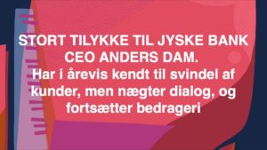 #Forbryder #jagt på jyskebanks uhæderlighed, utroværdighed løgnagtighed. #Jagten er gået ind, for at få #kriminelle #banker som #jyskebank til at stoppe med deres #bedrageri og bevist #svindel af kunder :-) En lille sag som jyske Banks ordstyrende formand Anders Dam, DIRÆKTE ved mail fik oplyst 25 maj 2016 At der ikke fandtes noget lån At påstået rentebytte ikke var aftalt til lån som ikke fandtes :-) Anders Christian Dam Tænkte over Mailen med disse oplysninger, og vælger at lade sin mægtige bestyrelses ven Philip Baruch fra advokat virksomheden Lund Elmer Sandager lyve, og ingurer kunden i jyske bank Lund Elmer Sandager har i forvejen løget i svarskrift over for retten, derfor virker det helt naturligt at Advokaterne LES vil fortsætte med deres løgne, for at skuffe i retsforhold. :-) EN SAG OM SVINDEL I JYSKE BANK, SVINDEL OG BEDRAGERI UDFØRT AF JYSKE BANK DENNE SVINDEL OG BEDRAGEI SOM JYSKE BANK BEVIST OG UHÆDERLIGT LAVER VÆLGER NYKREDIT AT BÅDE UDNYTTE OG DÆKKE OVER, FOR EGEN VINDNINGS SKYLD. :-) #Vidneliste i sagen BS 99-698/2015 er blandt andet Anders Dam CEO jyske bank Morten Ulrik Gade jyske bank Casper Dam Olsen Jyske bank Nicolai Hansen Jyske Bank Mette Egholm Nielsen Nykredit Som i retten skal afhøres under vidneansvar om deres medvirken til SVIDELEN i jyske bank som kunden ikke måtte opdage :-) Der er mange sager om jyske Bank der kører reklamer på at være en anderleds bank :-) En bank som DIRÆKTE lyver over for bankens kunder, for at den svindel jyske bank bevist udfører mod kunder Og med CEO Anders Dam i spidsen 31 maj 2016 valgte at jyske Bank at jyske bank skulle fortsætte med at bedrage kunder mest muligt. :-) David imod goliat Familien Skaarup fra Hornbæk imod den #løgnagtige og #bedrageriske #svindelbank jyske bank med Anders Christian Dam i spidsen for den tilsyndeladende yderst #udspekuleret #kriminelle #organisation #JYSKEBANK #KONCERN :-) Selfølgelig er #AndesDam / #jyskebank mange gange opfordret til dialog Og en offenlig debat på #jyskebanktv Hvis jyske bank koncernen ikke mener det oplyste er rigtigt Hvad så med at svare os. CEO Anders Dam Ring 22227713 Og aftal en gennemgang af sagens bilag, finder vi fejl skal de naturligvis rettes. :-) :-) Humoren er der stadig Og lad nu være med at #dræbe os, selv om denne mulighed sikkert har været oppe i #bestyrelsen Undgå #mord #attentat i mod jyske Banks kunder efter opdagelse af de bedrageri banken bevist laver. :-) Så hvis #jyskebank #planlægger at smide en #bombe i vores bil, fr at #sprænge os i luften, venligst lad være med de #mordplaner Der var den sorte humor Vi søger bare dialog og samtale med jyske Banks øverste Anders Dam :-) Læs serien og få den sjove historie om jyske Bank koncernen og deres mægtige ledere