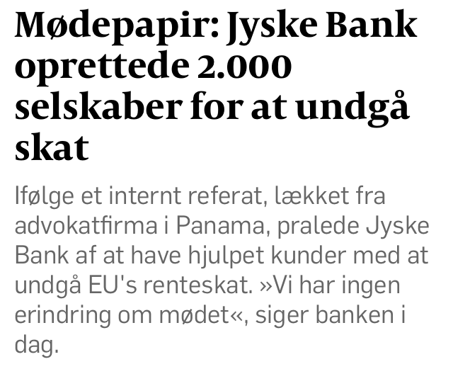 Jyske Banks #advokater Nægter at svare den lille kunde der opdager svindel af kunder i Jyske bank Først #snyder en #jysk bank fra en Helsingør afdeling kunder ved nok #svindel, og #lyver derefter i #retsforhold ved hjælp af #Jyskebanks #advokater :-) Så sender #jyske bank Helsingør afdelingen kunden til #slagteren i #Silkeborg, hvor #slagtermester Sorry mener #inkassomester Birgit Buch Thuesen ra inkasso afdelingen jyske bank klar med #kniven :-) Birgit Buch Thuesen #benægter at jyske bank har #ansvar for noget :-) Birgit Buch Thuesen gik så hårdt til værks at #Bush spærrede alle kunden konti i banken, Alene for at aftvinge kunden de #frivillige underskrifter på flere #salgsfuldmagter og åbnede først kundens adgang til disse spærrede #konti i jyske bank efter kunde underskrev, og det helt frivilligt på 2 salgsfuldmagter, For at sikker jyske Banks interesser, som Birgit Buch Thuesen skræv :-) Birgit Buch Thuesen gjorder meget ud af at det var #frivilligt hun fik underskrævet salgsfuldmagt Både på kundens #private #hus og #ejendom, at spærre kunders konti er jo ikke #tvang mener jyske Bank :-) Ligesom jyske Banks #advokater deriblandt Morten Ulrik Gade der mener alt er som det skal være, og altsammen er kundens egen skyld, jyske bank har intet gjort galt og jyske bank har intet ansvar. :-) Lige da som jyske bank Casper Dam Olsen og Nicolai Hansen løbende stillede støre og støre krav om at få sikkerheder, for det falske lån og falske rentebytte af det falske lån, håber du kan følge med, for der er meget lort i sagen her :-) #Jyskebank fortsætter #Udnyttelse og #vildledning For til sidst at kræve pant i hele virksomheden og alt virksomheden ejede Dette ved vi i dag at bedrageriet og svindlen mod kunder i jysk bank, er sket gennem #VILDLEDING og #TVANG :-) Men er det forkert skal jyske bank jo bare tale med kunden, og så sletter vi det som måtte være skrevet forkert Men kærer jyske bank, i kunne jo bare svare istedet for at udnytte jeres magt og penge til at fortsætte med at bedrage jeres kunder. :-) Så vejen for jyske bank er løgn løgn løgn At #lyve i jyske Bank er vist helt normalt #SVIG BLEV SKABT GENNEM #FALSK og jyske bank bed med at #besvige os. :-) #ledelsen #direktionen #bestyrelsen og særligt lederen i jyske Bank #AndersDam er helt bevist om at #jyskebank #bedrager deres kunder Som her FAMLEN FRA HORNBÆK FAMILIEN SOM JYSKE BANK IKKE VIL I #DIALOG MED, EJ HELLER IKKE VIL UNDERSØGE OM DER ER NOGET OM #SVINDLEN ER SANDT :-) og at jyske bank fortsætter bedrageri efter direktør og lederen Anders Dam personligt blev orienteret, 25 maj 2016 om det falske lån :-) Anders Christian Dam blev ved samme lejlighed tilbudt 250.000 kr. I gebyr for at bevise det påstået lån. 4.328.000 kr. I #Nykredit fandtes - #AndersDam satte bankens bestyrelse medlem Philip Baruch som er partner i Advokat virksomheden Lund Elmer Sandager #LES til at ved fortsatte med #VILDLING og St #lyve omkring at det falske lån på 4.328.000 kr fandtes og var optaget og udbetalt. -) Sagen er langt større end bare lidt #bedrageri Og at det er #jyskebank som med #moralsk støtte fra deres #aktionærer der vil bedrager familier og kontinuerligt bliver ved at bedrage, deres kunder sådan er #fundamentet i #jyskebank måske :-) selv om jyske bank ved de er opdaget, gør det ikke sagen minder #kriminel :-) :-) Jyske bank har fået navnet den grønne slagter fra landbruget :-) Anders Dam siger det navn intet har på sig, mens jyske bank slager omkring 2000 landbrug, er selfølgelig læst i #avisen :-) Kunden som mod forventning, opdagede, at jyske bank #Helsingør afdelingen har lavet dokumentfalsk og bedrageri, forsøger stadig at få kontakt og dialog med jyske bank, som afviser alle kontakt forsøg. Det handler om jura sige jyske bank hovent - Og nu har jyske bank bedraget den lille familie fra #Hornbæk igennem 9 år, så bliver jyske bank altså ved. Jyske Bank som er ligeglad og fortsætter bedraget, selv om jyske bank er blevet opdaget i ja bedraget eller svindlen om du vil :-) Jyske Bank har vist dette siden maj 2016 hvor #Bandeleder #andersdam fik oplysning om blandt andet det #falske #lån blev brugt Det handler om at jyske bank Helsingør afdeling har snydt kunde for millioner Så enkelt kan det skrives :-) HAR JYSKE BANK STADIG IKKE NOGLE KOMMENTR ELLER HAR JYSKE BANK STADIG KKE LYST TIL AT MODTAGE FAMILIENS UDSTRÆKTE HÅND OG KOMME TIL #RETSMÆLING I #GILLEJE For helvede det er jo dumt at lave #ulovligheder, og så i en bank